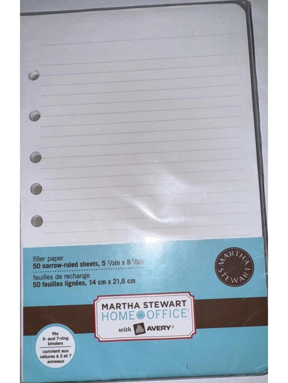 Martha Stewart Filler Paper 5.5x8.5 Mini College Ruled 7 Hole 150 Planner Sheets - Picture 3 of 5